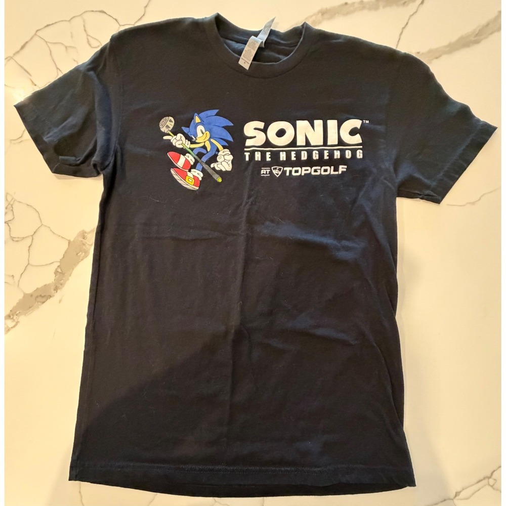 Sonic the Hedgehog at Topgolf Graphic TShirt Black Mens Small Next Level Apparel